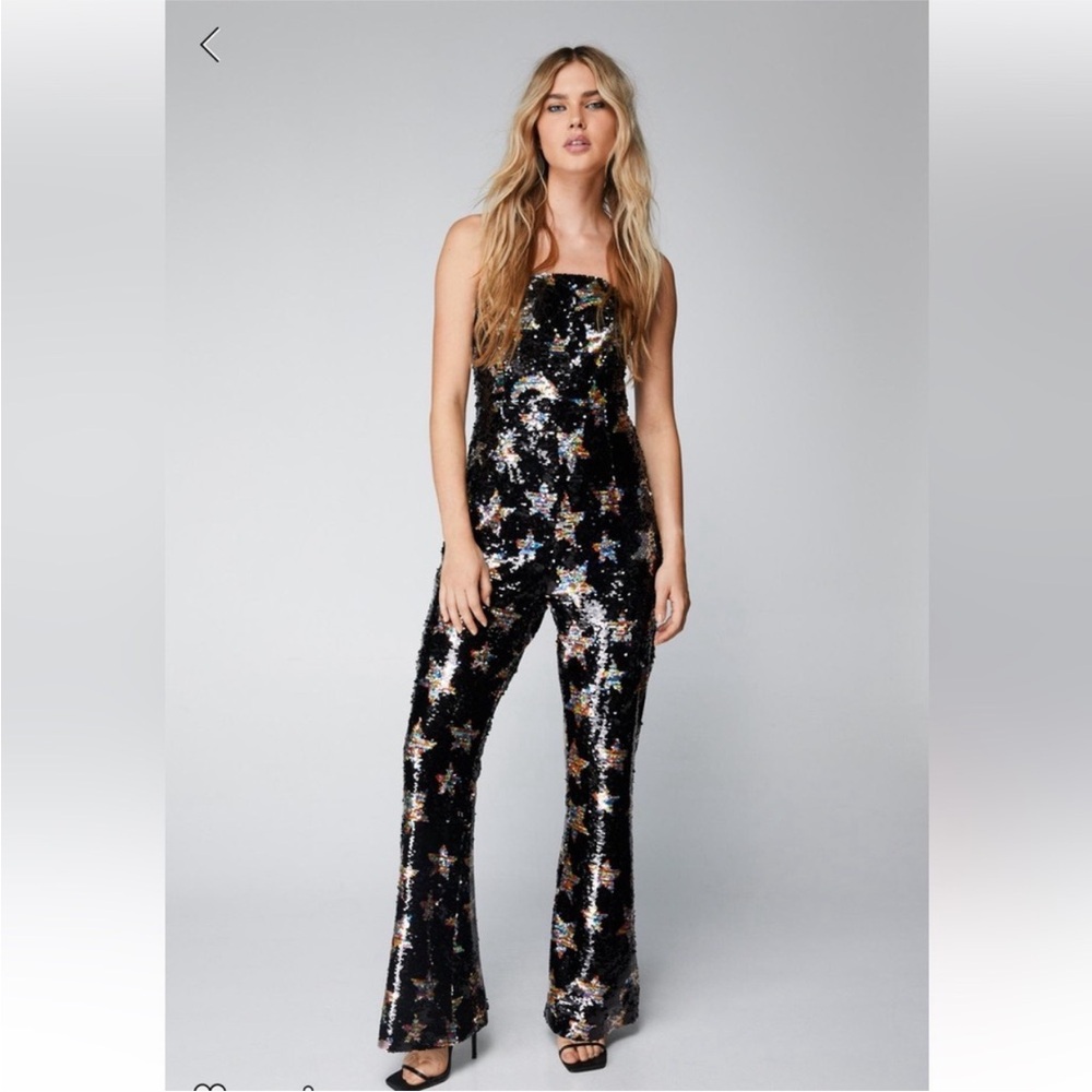 Disco Sequin Black Jumpsuit size 4